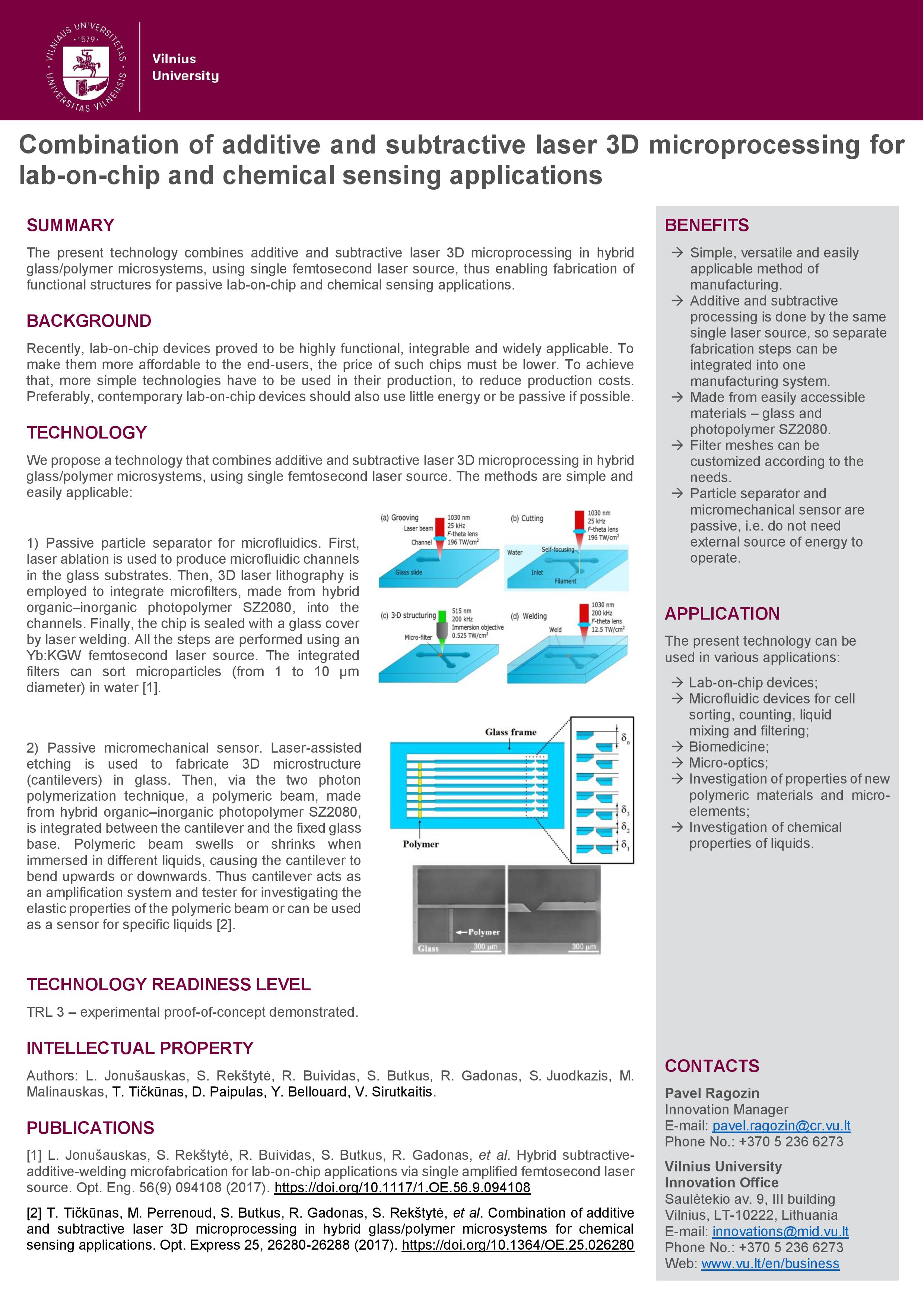 Combination of additive and subtractive laser 3D microprocessing for lab on chip and chemical sensing applications EN v.2 page 001