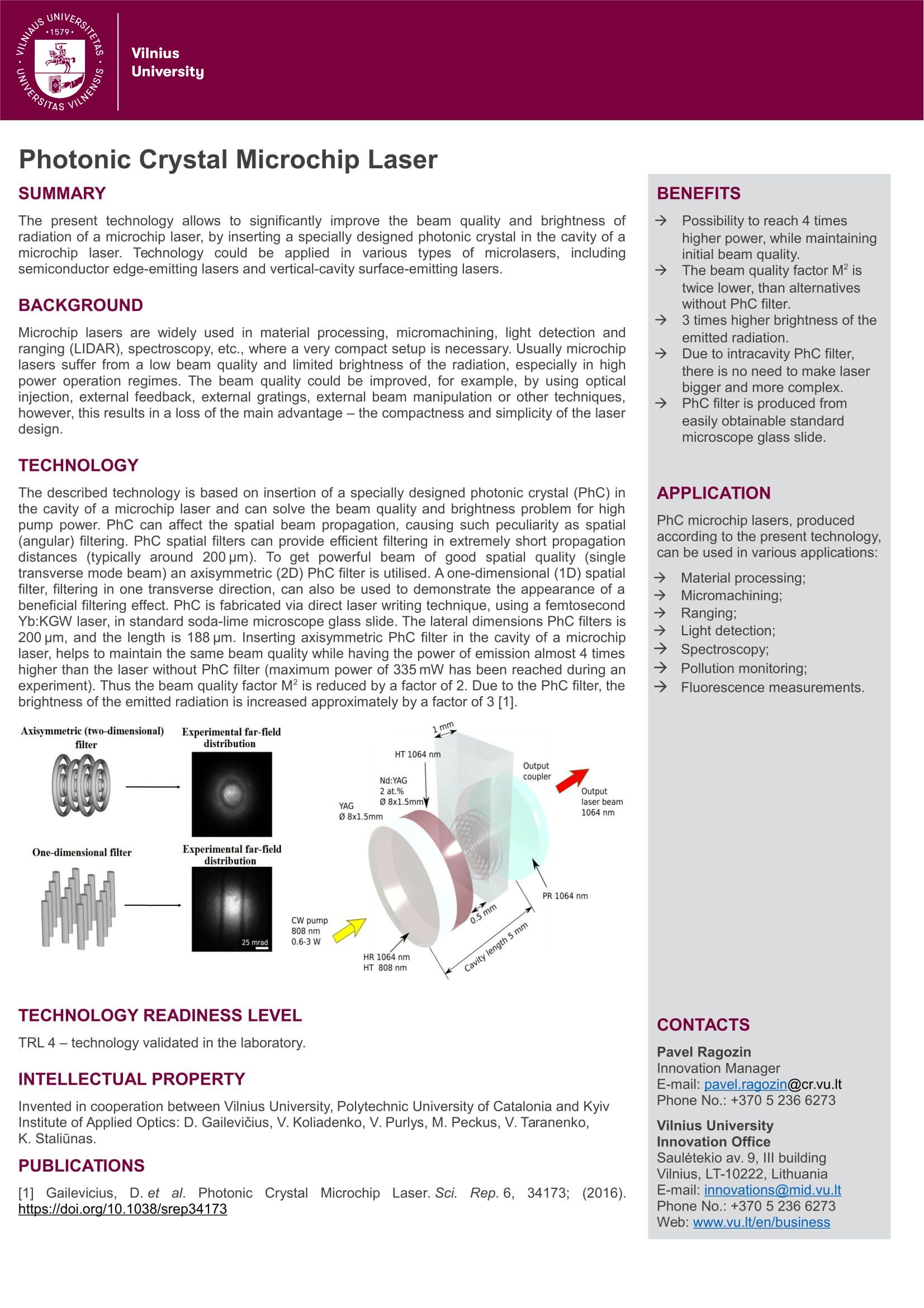 Photonic crystal microchip laser EN 1