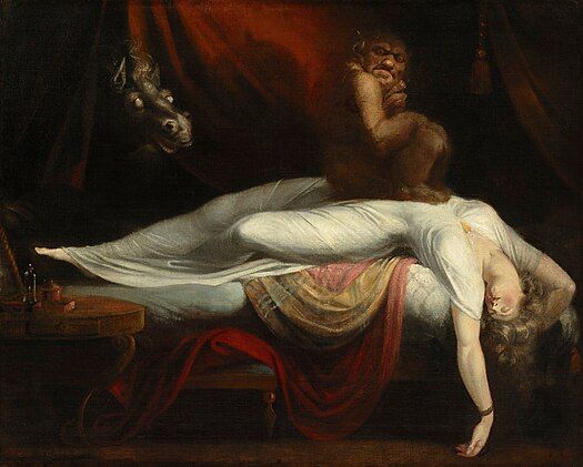 Košmaras Henry Fuseli 1781 m. nutapytas paveikslas vaizduoja miego paralyžių kaip velnio apsilankymą wikipedia nuotr