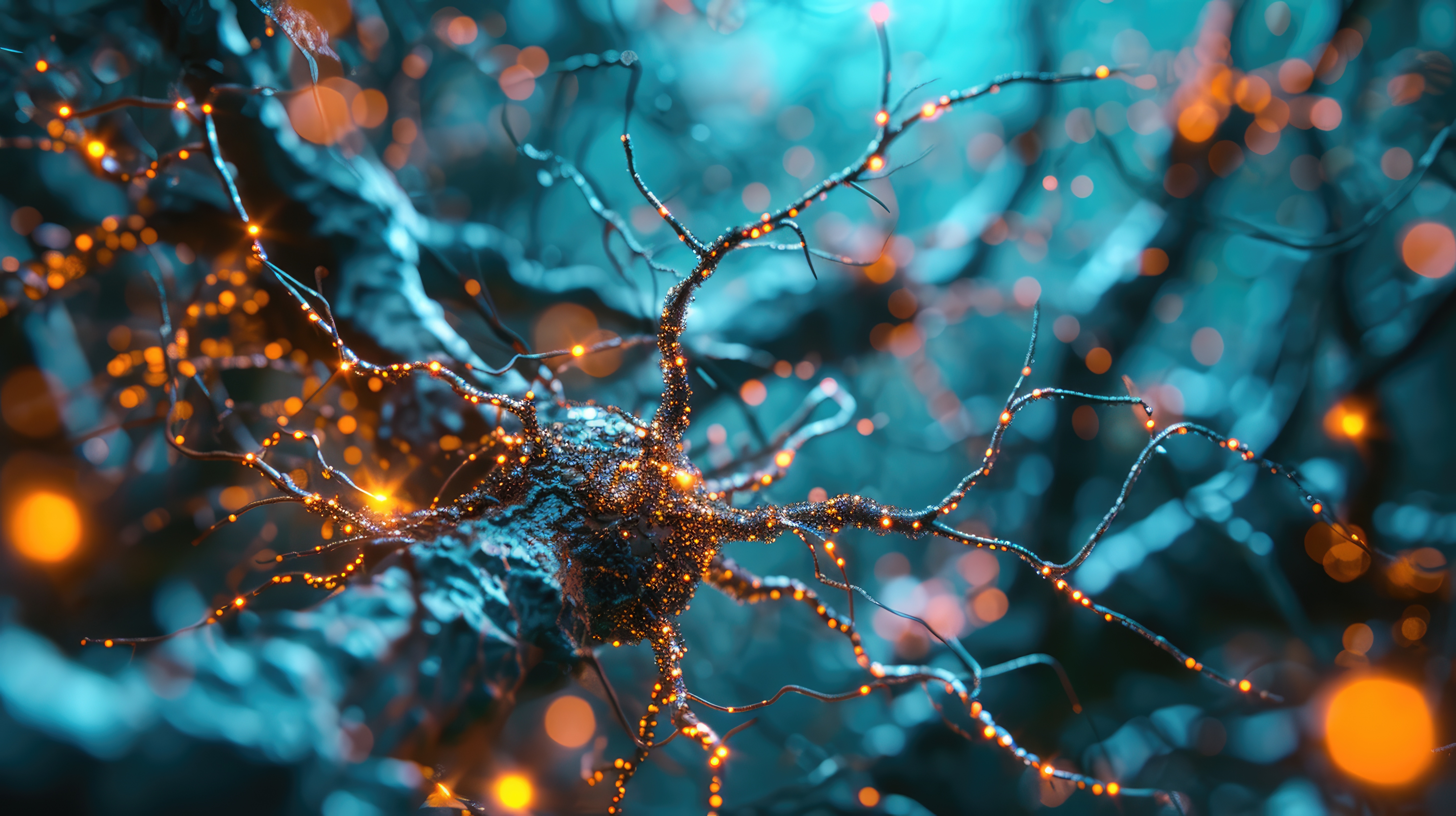 Neural networks weave through the brain, resembling a complex web of connections. The visual encapsulates the intricate dance of signals and processes within the neural landscape